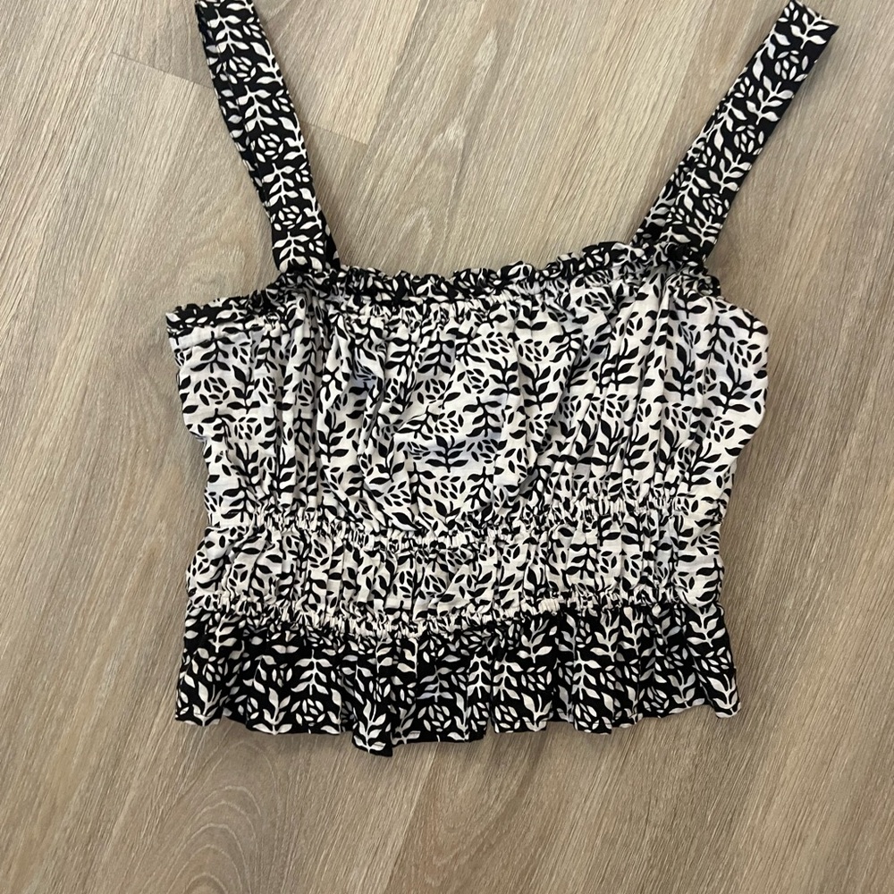 Loft Black and White Leaf Print Women's tank top